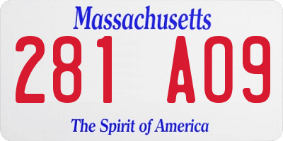 MA license plate 281AO9