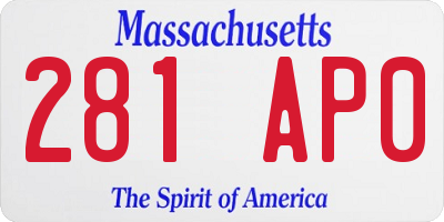 MA license plate 281AP0