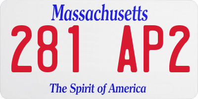 MA license plate 281AP2