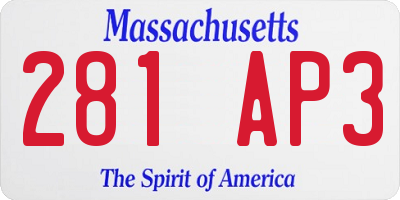 MA license plate 281AP3