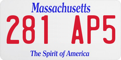 MA license plate 281AP5