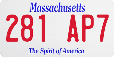 MA license plate 281AP7