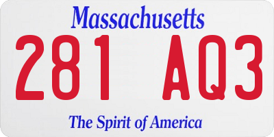 MA license plate 281AQ3