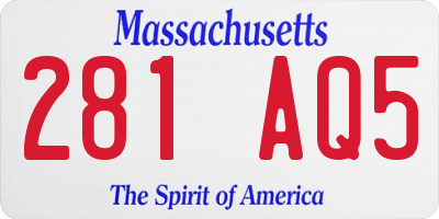 MA license plate 281AQ5
