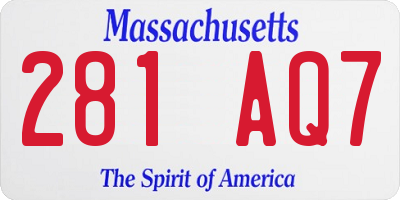 MA license plate 281AQ7