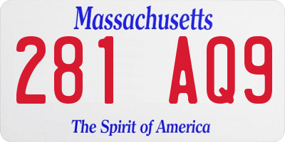 MA license plate 281AQ9