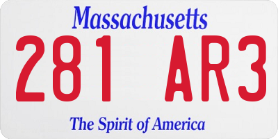 MA license plate 281AR3