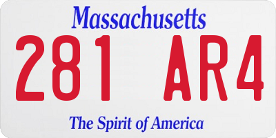 MA license plate 281AR4