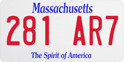 MA license plate 281AR7