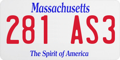 MA license plate 281AS3