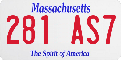 MA license plate 281AS7