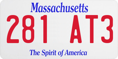 MA license plate 281AT3