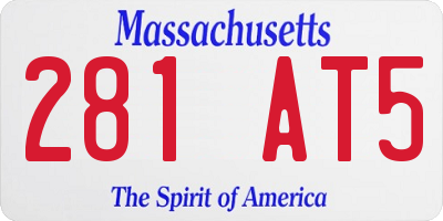 MA license plate 281AT5