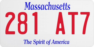 MA license plate 281AT7
