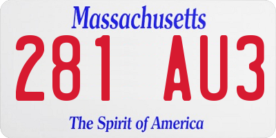 MA license plate 281AU3