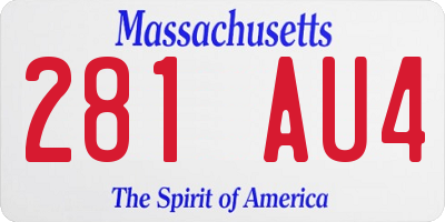 MA license plate 281AU4