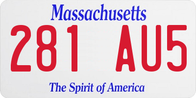 MA license plate 281AU5