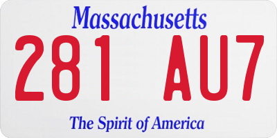 MA license plate 281AU7