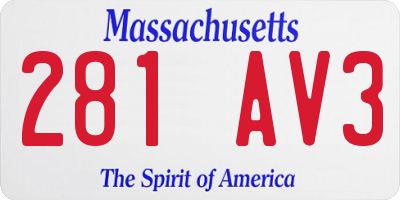MA license plate 281AV3