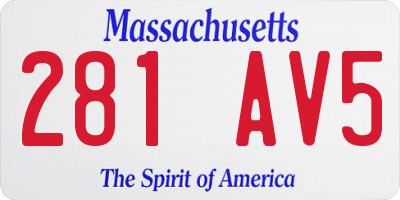 MA license plate 281AV5