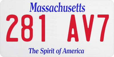 MA license plate 281AV7