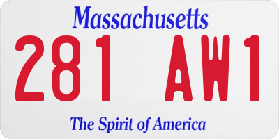 MA license plate 281AW1