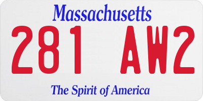 MA license plate 281AW2