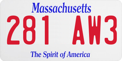 MA license plate 281AW3