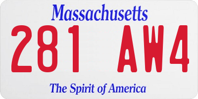 MA license plate 281AW4