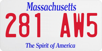 MA license plate 281AW5