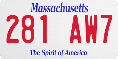 MA license plate 281AW7