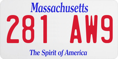 MA license plate 281AW9