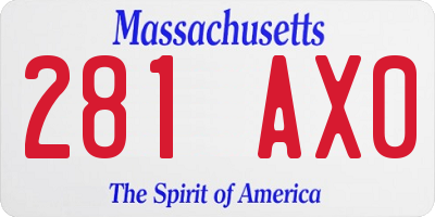 MA license plate 281AX0