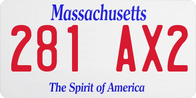 MA license plate 281AX2