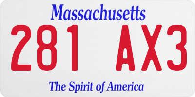 MA license plate 281AX3