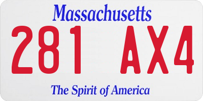 MA license plate 281AX4