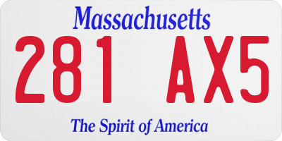MA license plate 281AX5