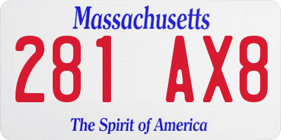 MA license plate 281AX8