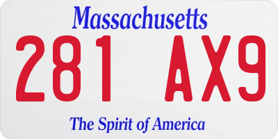 MA license plate 281AX9