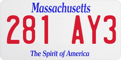 MA license plate 281AY3