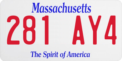 MA license plate 281AY4