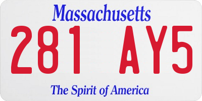 MA license plate 281AY5