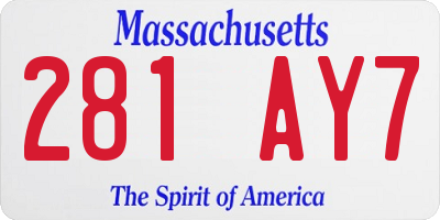 MA license plate 281AY7