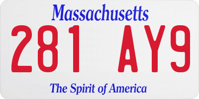 MA license plate 281AY9