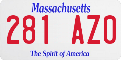 MA license plate 281AZ0