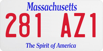MA license plate 281AZ1