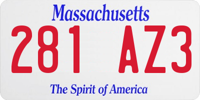 MA license plate 281AZ3