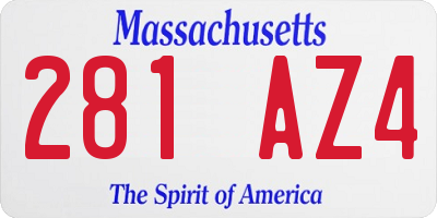 MA license plate 281AZ4