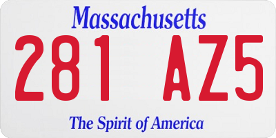 MA license plate 281AZ5