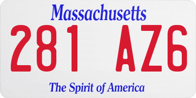 MA license plate 281AZ6